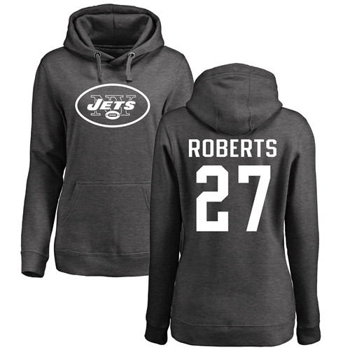 New York Jets Ash Women Darryl Roberts One Color NFL Football #27 Pullover Hoodie Sweatshirts->nfl t-shirts->Sports Accessory